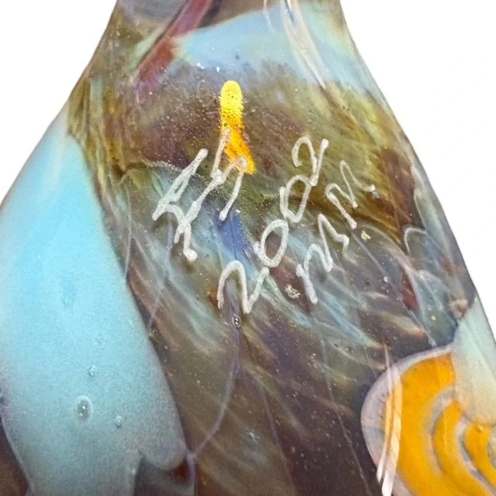 Frabel Glass Ornament 2002 Mag Mangkang MM Art Glass Tear Drop Signed MM 2002